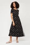 Dorothy Perkins Tall Black Floral Jersey Midi Dress thumbnail 1