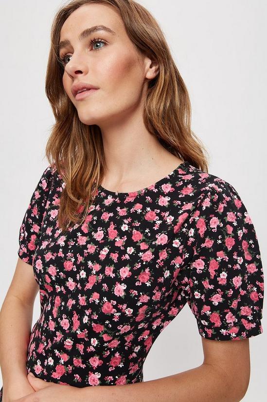 Dorothy Perkins Large Pink Floral Cotton T-Shirt Dress 4