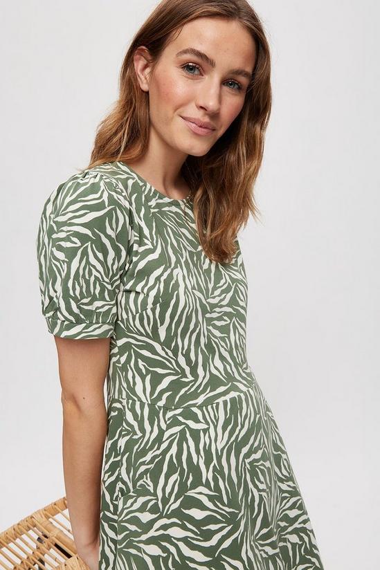Dorothy Perkins Khaki Zebra Cotton T-Shirt Dress 4