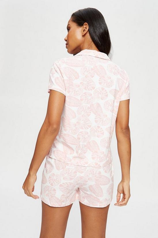 Dorothy Perkins Pink Palm Revere Short Sleeve Shirt And Shorts Pyjama Set 3