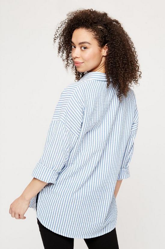 Dorothy Perkins Blue And White Oversized Stripe Linen Shirt 3