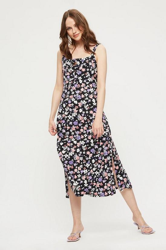 Dorothy Perkins Pink Lilac Floral Tie Front Midi Dress 1
