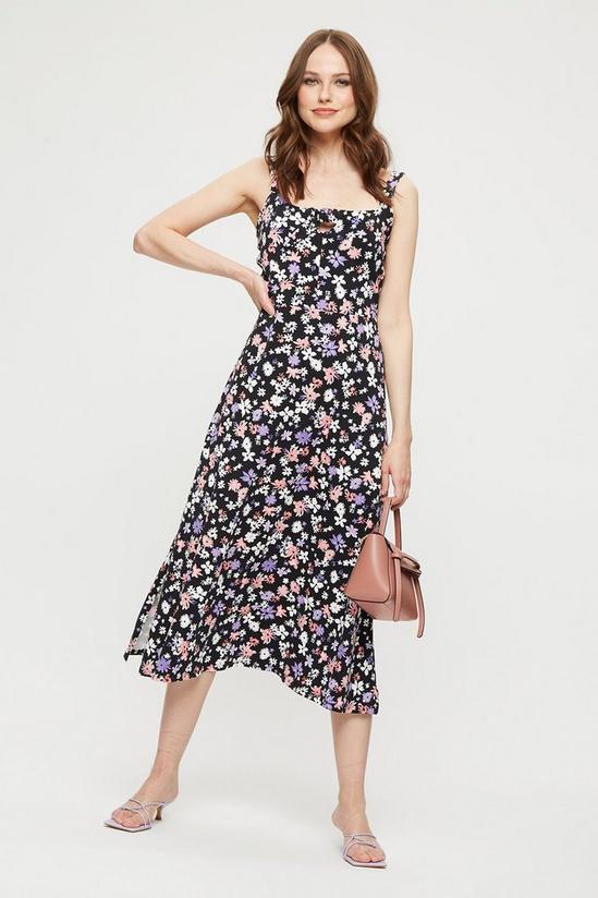Dorothy Perkins Pink Lilac Floral Tie Front Midi Dress 2