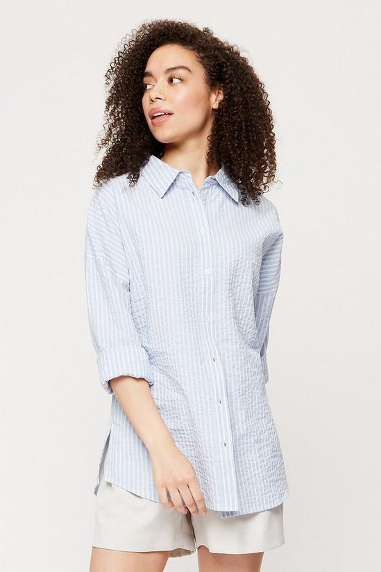 Dorothy Perkins Chambray White Stripe Oversized Linen Shirt 1