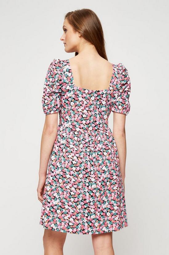 Dorothy Perkins Pink Ditsy Floral Ruched Ss Mini Dress 3