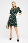 Dorothy Perkins Black Green Floral Ruffle Ss Fit And Flare thumbnail 2