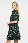 Dorothy Perkins Black Green Floral Ruffle Ss Fit And Flare thumbnail 3
