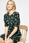 Dorothy Perkins Black Green Floral Ruffle Ss Fit And Flare thumbnail 4