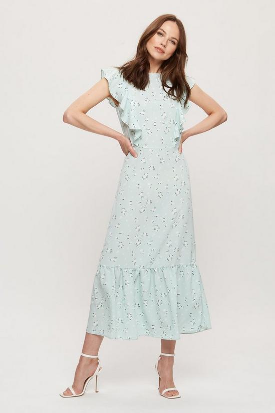 Dorothy Perkins Mint Floral Ruffle Midi Dress 2