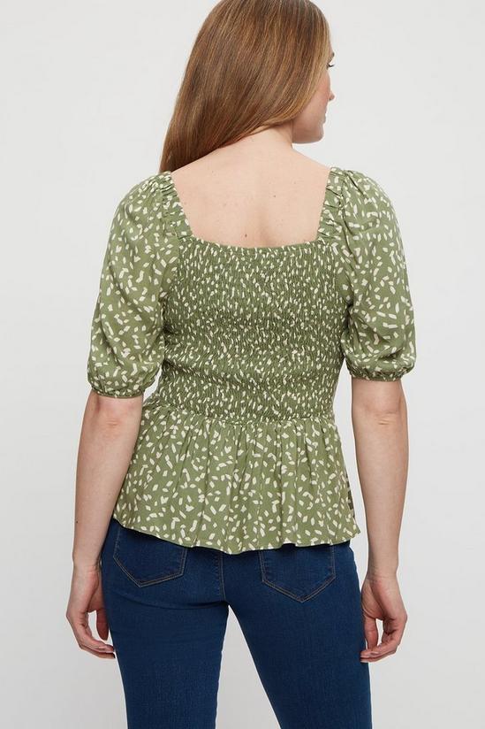 Dorothy Perkins Green Abstract Print Square Neck Peplum Top 3