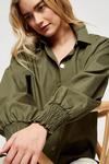 Dorothy Perkins Khaki Long Sleeved Shirred Cuff Poplin Shirt thumbnail 4