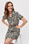 Dorothy Perkins Black Zebra Short Sleeve Shirt Mini Dress thumbnail 1
