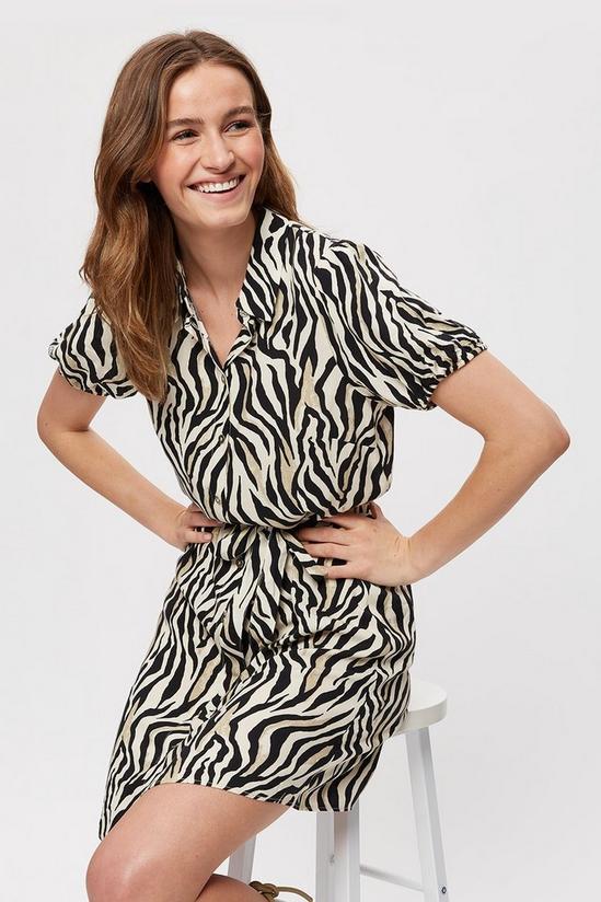 Dorothy Perkins Black Zebra Short Sleeve Shirt Mini Dress 1
