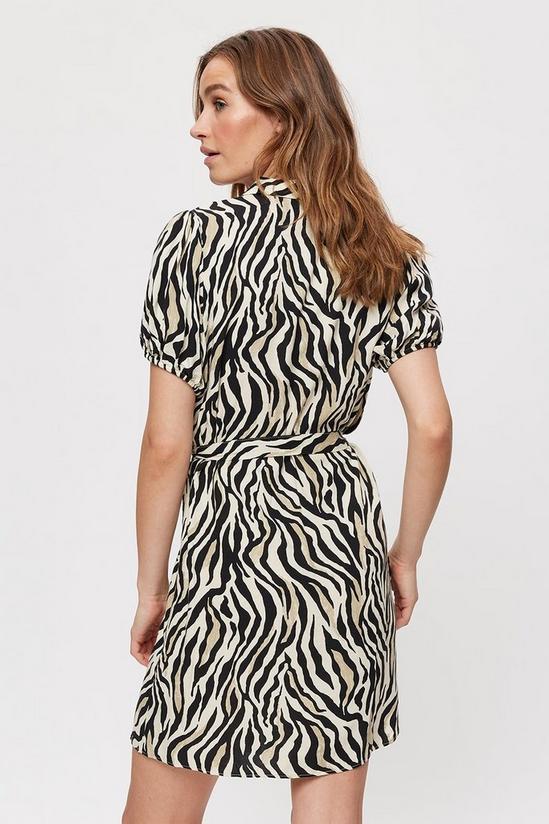 Dorothy Perkins Black Zebra Short Sleeve Shirt Mini Dress 3