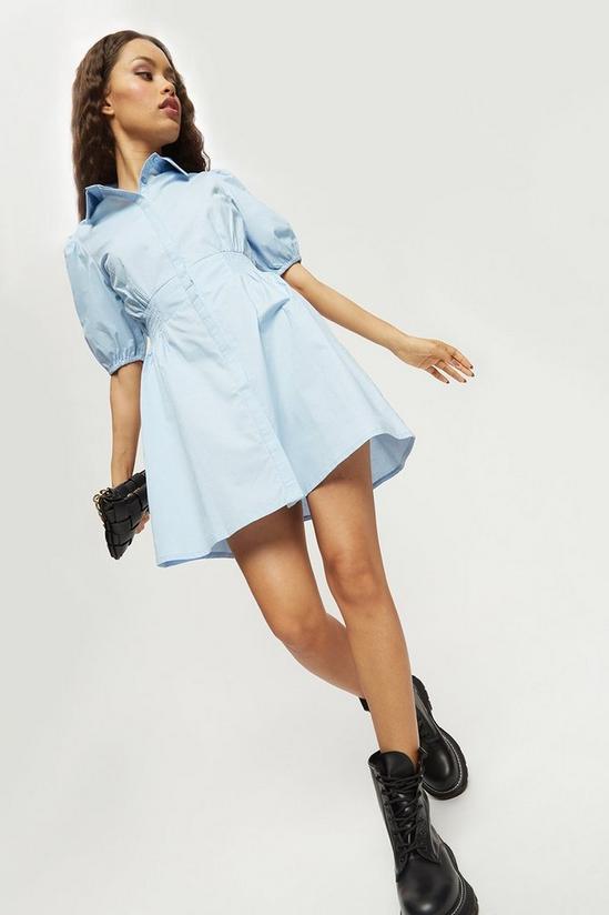 Dorothy Perkins Petite Chambray Poplin Shirred Shirt Dress 1