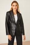 Dorothy Perkins Black Faux Leather Tailored Single Breasted Blazer thumbnail 6