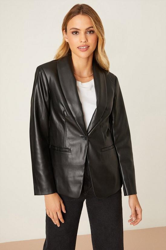 Dorothy Perkins Black Faux Leather Tailored Single Breasted Blazer 6