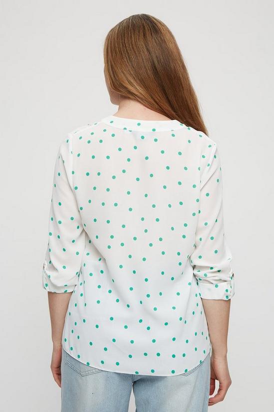 Dorothy Perkins Green Spot Print Roll Sleeve Shirt 3