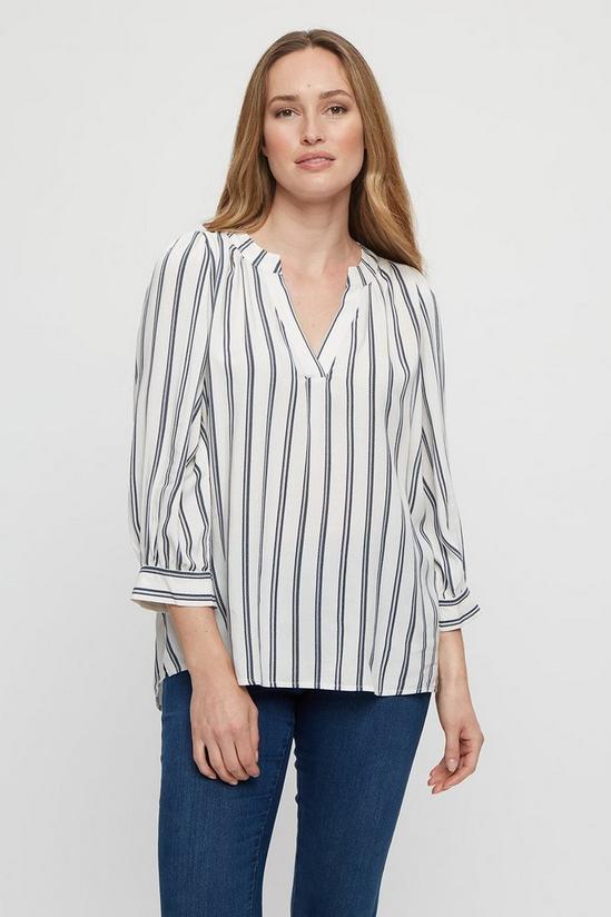 Dorothy Perkins Ivory Navy Stripe Long Sleeve Overhead Shirt 2