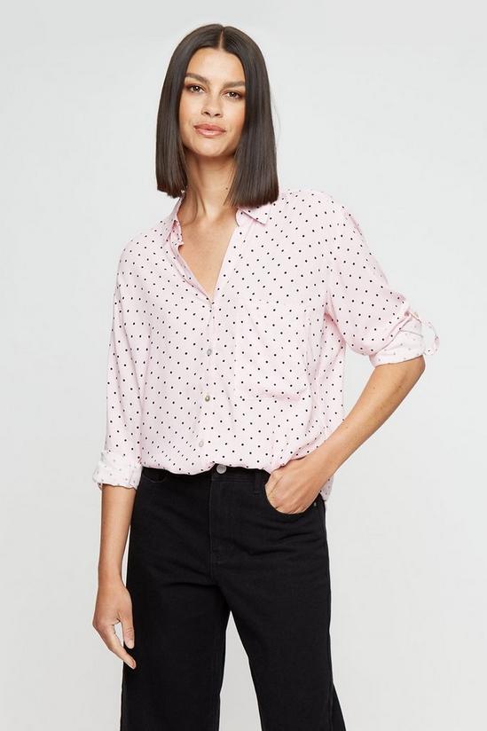 Dorothy Perkins Pink Spot Long Sleeve Button Front Shirt 1