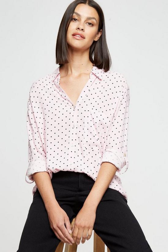 Dorothy Perkins Pink Spot Long Sleeve Button Front Shirt 4