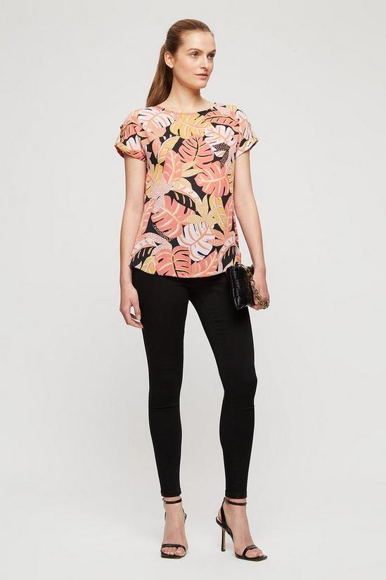Dorothy Perkins Bright Palm Gold Button Roll Sleeve Top 2