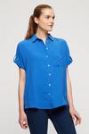 Dorothy Perkins Blue Short Sleeve Long Line  Shirt thumbnail 1