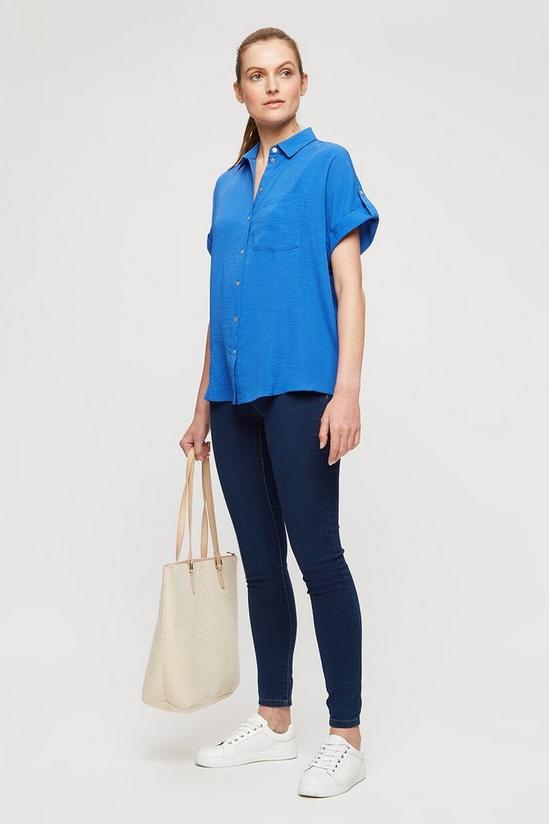 Dorothy Perkins Blue Short Sleeve Long Line  Shirt 2