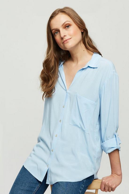 Dorothy Perkins Blue Long Sleeve Button Front Shirt 1