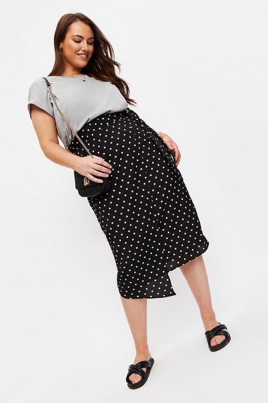 Dorothy Perkins Curve Black Spot Asymmetrical Wrap Skirt 1