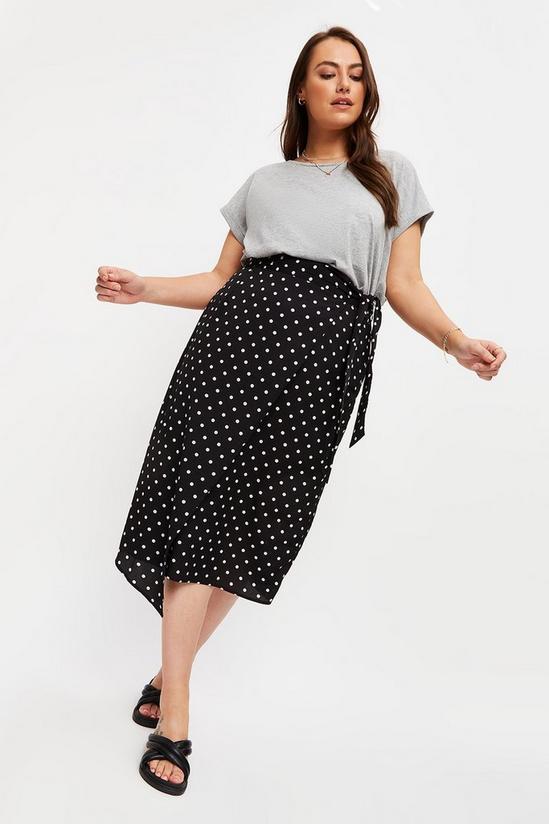 Dorothy Perkins Curve Black Spot Asymmetrical Wrap Skirt 2