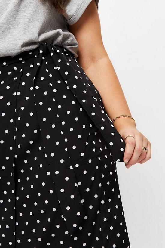 Dorothy Perkins Curve Black Spot Asymmetrical Wrap Skirt 4