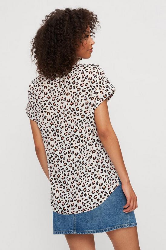 Dorothy Perkins Leopard Print Gold Button Roll Sleeve Top 3