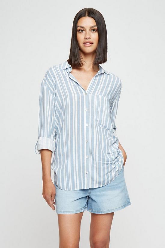 Dorothy Perkins Blue Striped Collared Shirt 1
