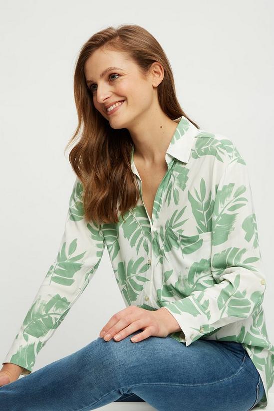 Dorothy Perkins Green Leaf Long Sleeve Button Front Shirt 4