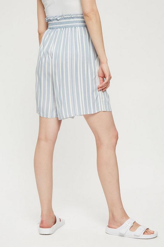 Dorothy Perkins Blue Stripe Shirred Waist Shorts 3