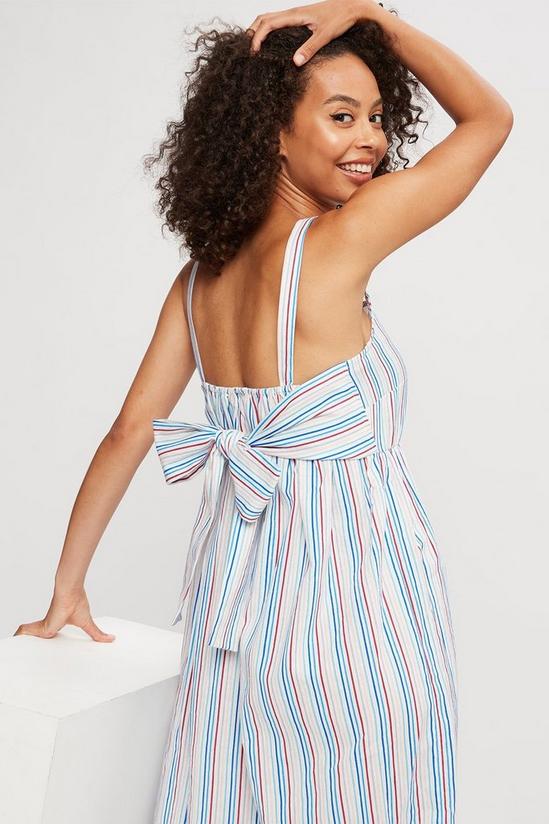 Dorothy Perkins Stripe Linen Look Strappy Bow Back Midaxi Dress 1