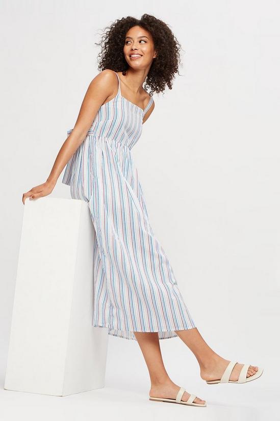 Dorothy Perkins Stripe Linen Look Strappy Bow Back Midaxi Dress 2