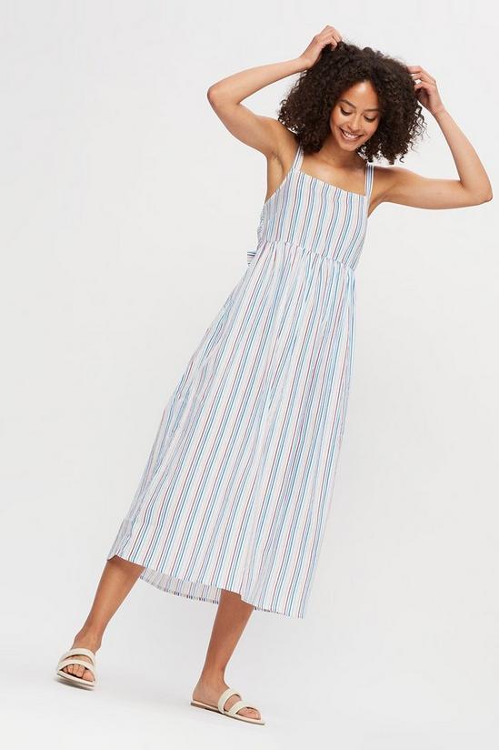 Dorothy Perkins Stripe Linen Look Strappy Bow Back Midaxi Dress 4