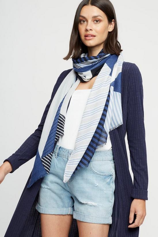 Dorothy Perkins Blue Mixed Stripe Scarf 1