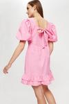 Dorothy Perkins Pink Puff Sleeve Bow Back Mini Dress thumbnail 3