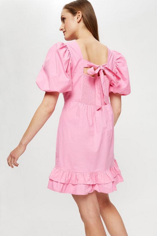 Dorothy Perkins Pink Puff Sleeve Bow Back Mini Dress 3