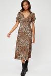 Dorothy Perkins Leopard Textured Empire Midi Dress thumbnail 1