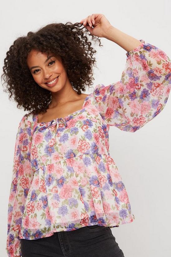 Dorothy Perkins Bright Floral Puff Sleeve Top 1