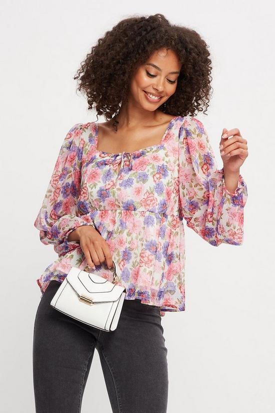 Dorothy Perkins Bright Floral Puff Sleeve Top 2