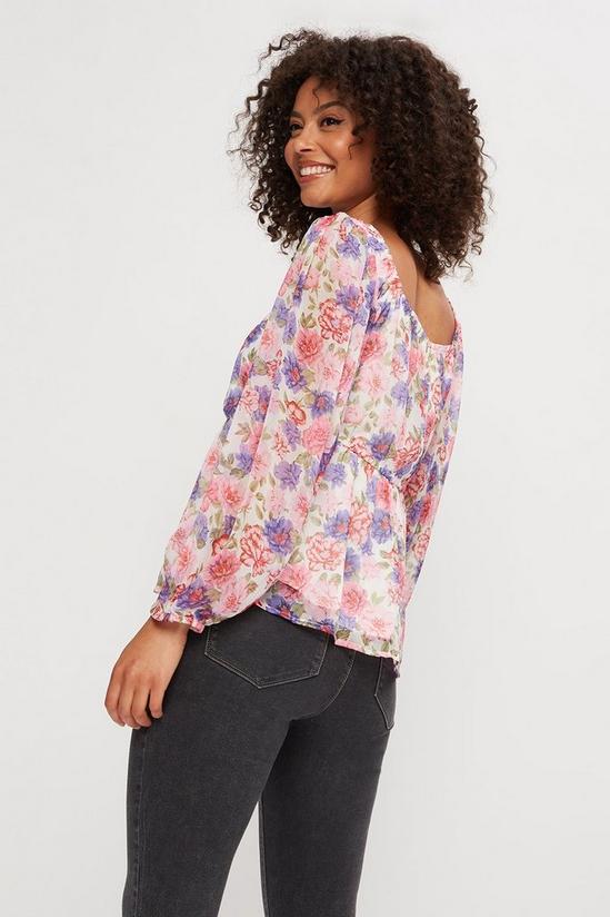 Dorothy Perkins Bright Floral Puff Sleeve Top 3