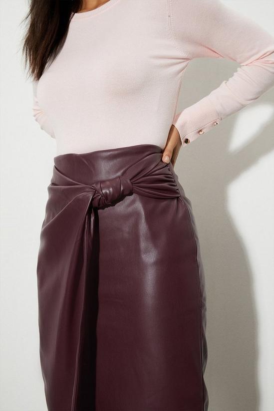 Dorothy Perkins Knot Detail Faux Leather Midi Skirt 4