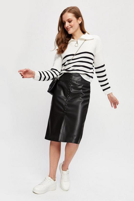 Dorothy Perkins Faux Leather Button Down Midi Skirt 1