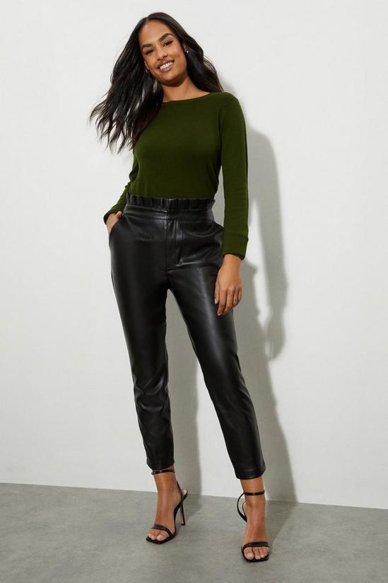 Dorothy Perkins Faux Leather Slim Paperbag Trousers 1