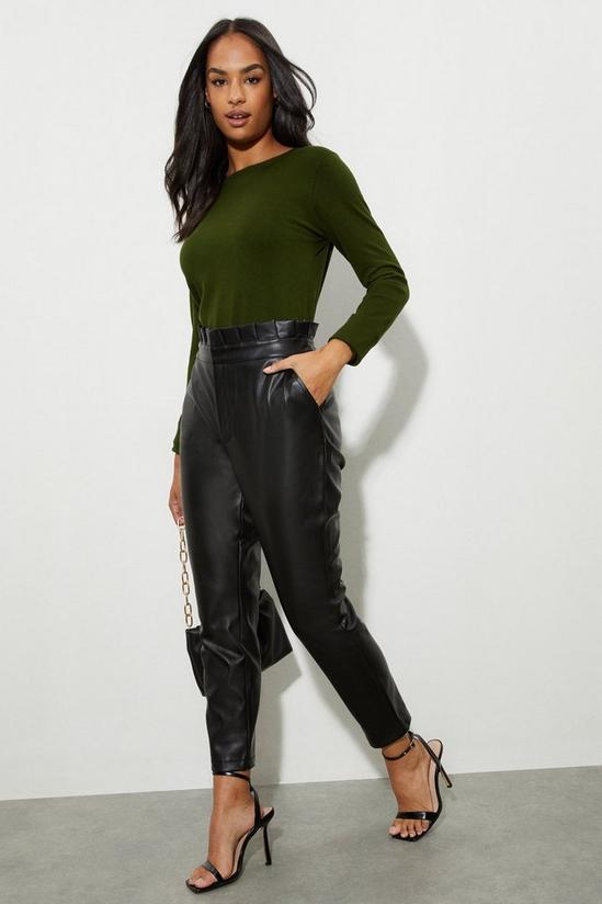 Dorothy Perkins Faux Leather Slim Paperbag Trousers 2